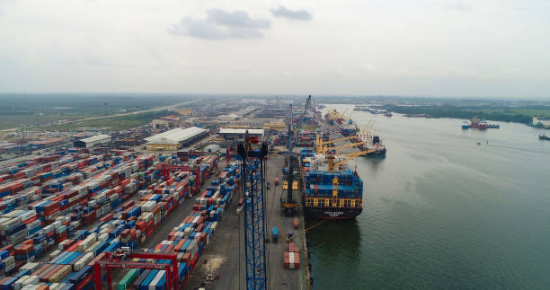 istock NIGERIA CUSTOM SERVICE ONNE NEW SEAPORT STACK OF CONTAINERS 1321460487