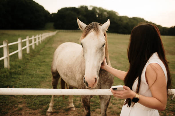 istock Young woman with horse 1321463604