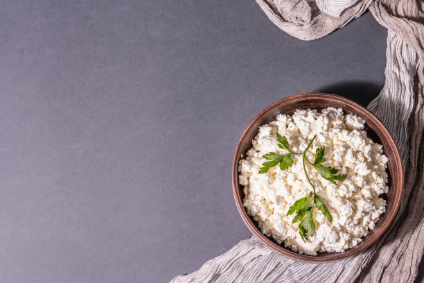 istock Cottage cheese in a ceramic bowl 1321466259