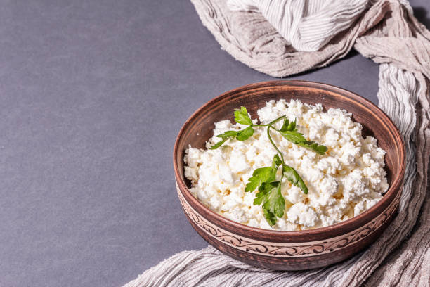 istock Cottage cheese in a ceramic bowl 1321466381