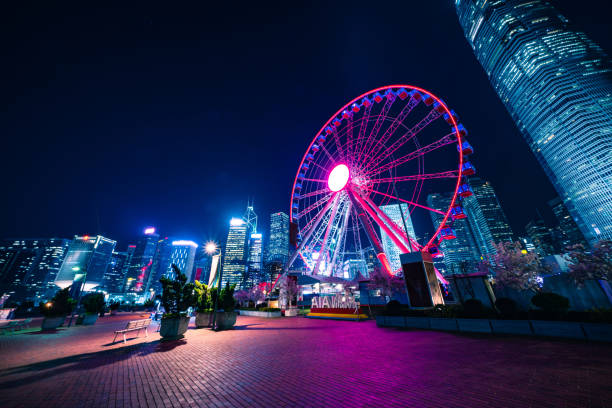 istock Observation Wheel against urban skyline 1321467419