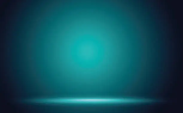 Vector illustration of Turquoise Gradient wall studio empty room abstract background with lighting and space for your text.