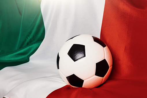 Soccer ball with Italian national flag.