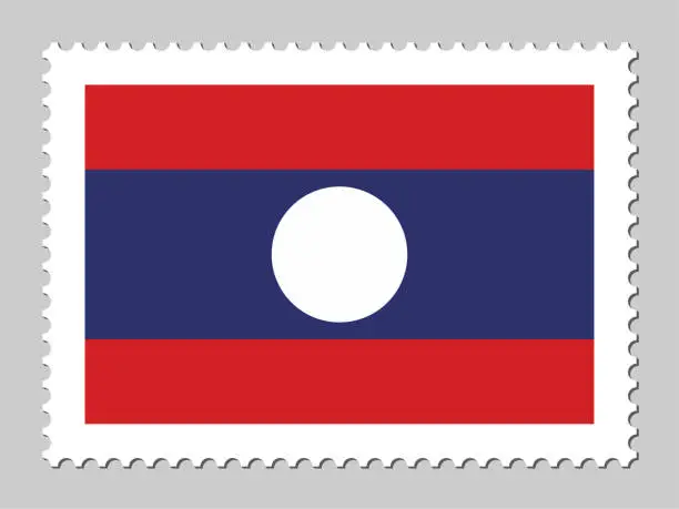 Vector illustration of Laos flag postage stamp