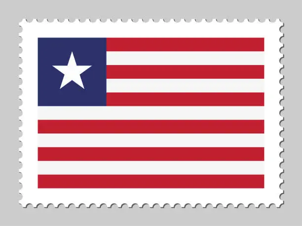 Vector illustration of Liberia flag postage stamp