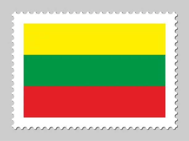 Vector illustration of Lithuania flag postage stamp