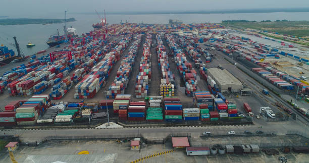 istock NIGERIA CUSTOM SERVICE ONNE NEW SEAPORT, STACK OF CONTAINERS 1321478307