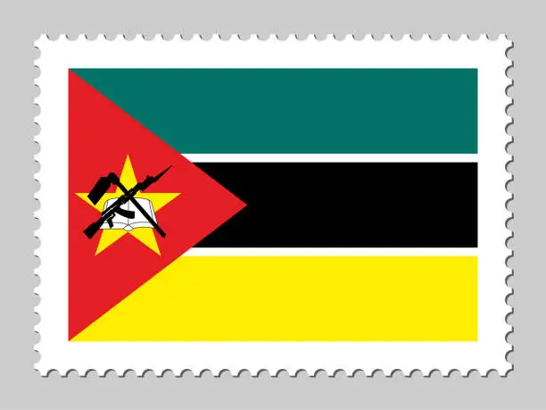 Vector illustration of Mozambique flag postage stamp