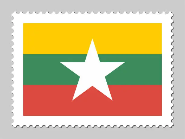 Vector illustration of Myanmar flag postage stamp