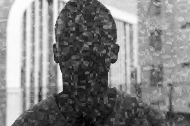 istock Multiple Exposure Of Man And Woman Seen Through Window 1321481742