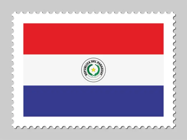 Vector illustration of Paraguay flag postage stamp