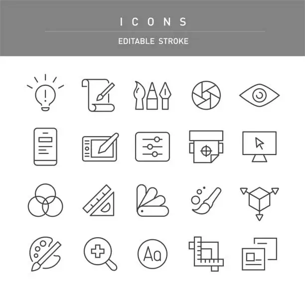 Vector illustration of Graphic Design Icons - Line Series