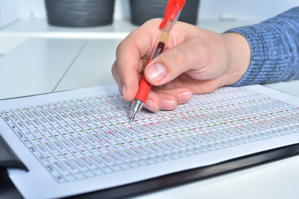istock Financial accountant hand adjusts business statistic. 1321490881