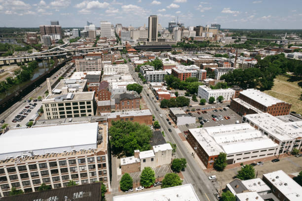 Aerial over Richmond, Virginia in the Spring