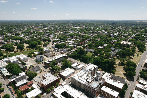 Aerial over Richmond, Virginia in the Spring