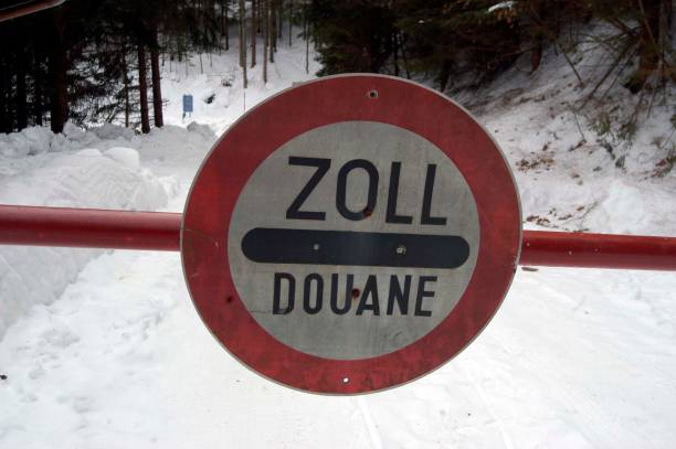 a customs sign at the state border in french (Douane)