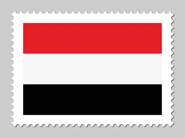 Vector illustration of Yemen flag postage stamp