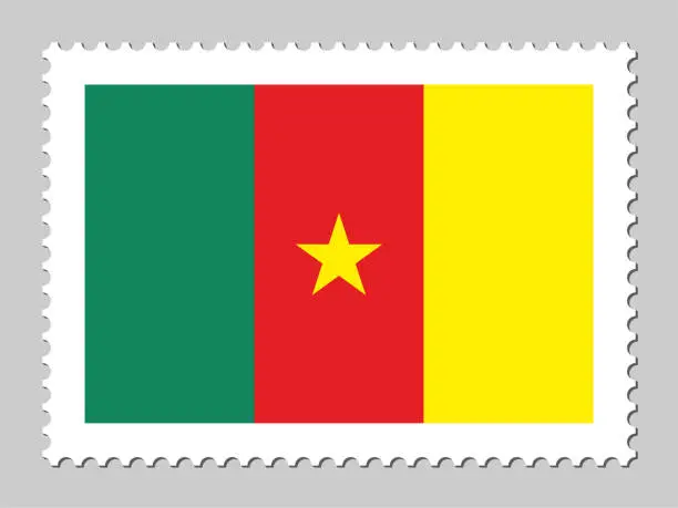 Vector illustration of Cameroon flag postage stamp