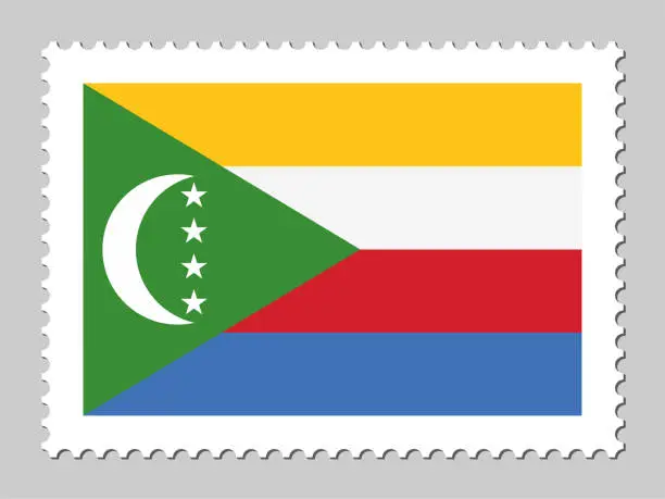 Vector illustration of Comoros flag postage stamp