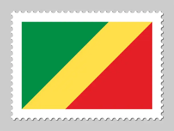 Vector illustration of Republic of the Congo flag postage stamp