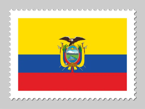 Vector illustration of Ecuador flag postage stamp