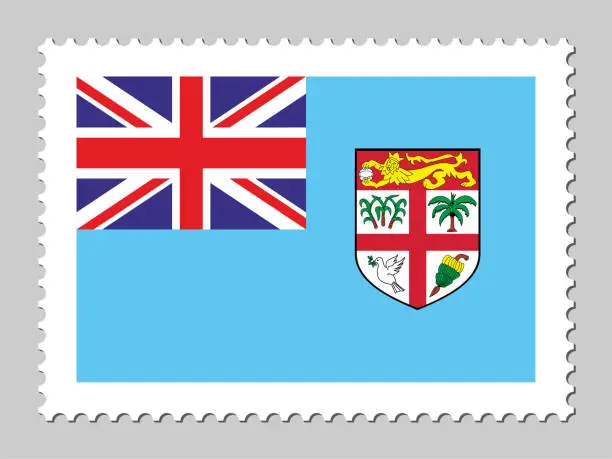 Vector illustration of Fiji flag postage stamp