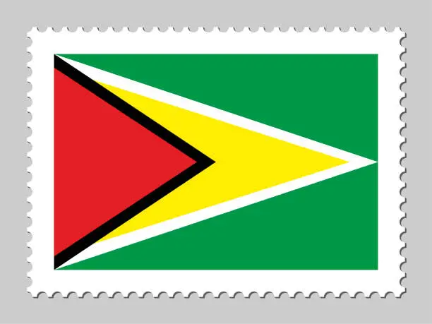 Vector illustration of Guyana flag postage stamp
