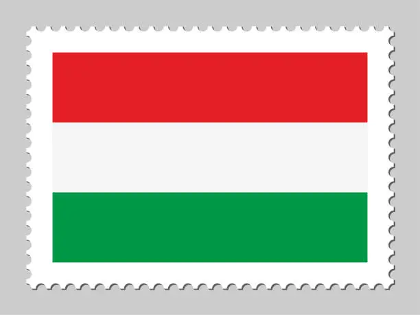 Vector illustration of Hungary flag postage stamp