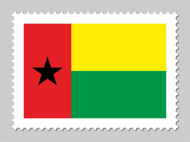 기니 비사우 플래그 우표 - guinea bissau flag stock illustrations