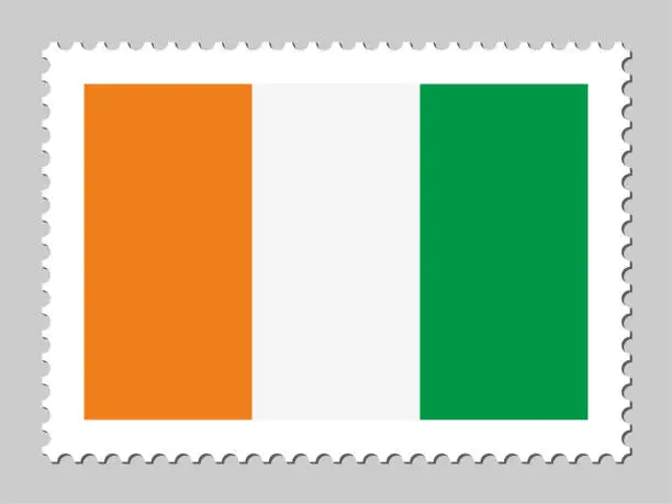 Vector illustration of Ivory Coast flag postage stamp