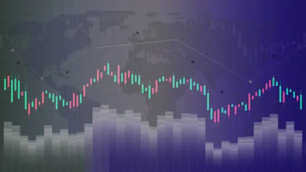 Vector illustration of Financial graphic, exchange, bitcoin chart, dashboard. Rates