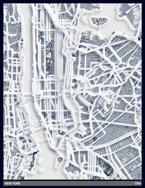 istock Paper Effects style art illustration map,New York city,USA 1321496840