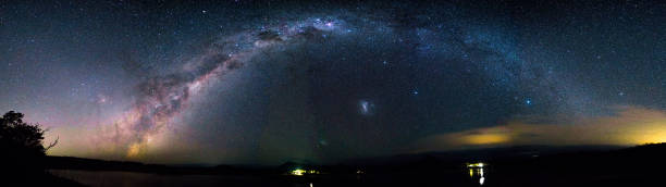 istock Milky Way panorama and a lake 1321501290