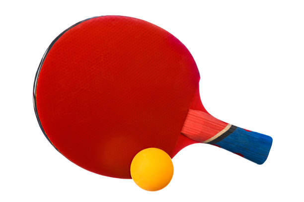 istock one red table tennis racket with a yellow ball lying next to it on a white isolated background 1321503440