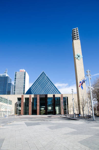 Muttart Conservatory building in Edmonton during day of springtime