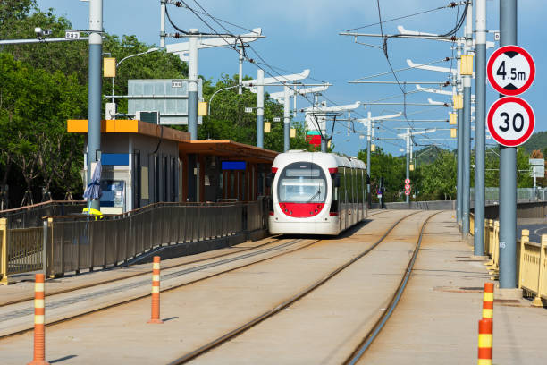 istock Beautiful modern tram running in Beijing 1321503828