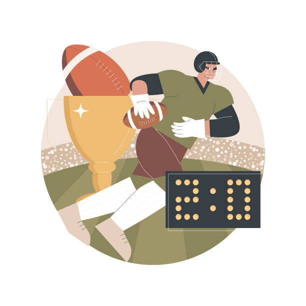 ilustraciones, imágenes clip art, dibujos animados e iconos de stock de ilustración vectorial de concepto abstracto de fútbol americano. - american football playing touchdown team sport
