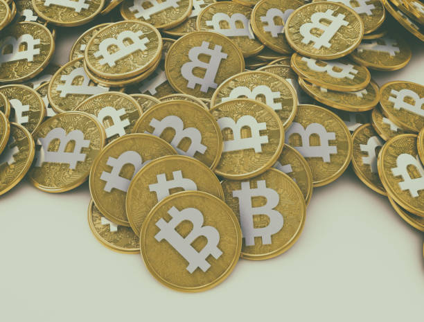 istock golden Bitcoin virtual currency. Close-up 1321509292