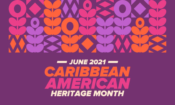 caribbean american heritage month im juni. kulturmonat für die menschen in amerika. feiern sie jährlich mit festival. frohe ferien. poster, karte, banner und hintergrund. vektor-illustration - republic of haiti stock-grafiken, -clipart, -cartoons und -symbole