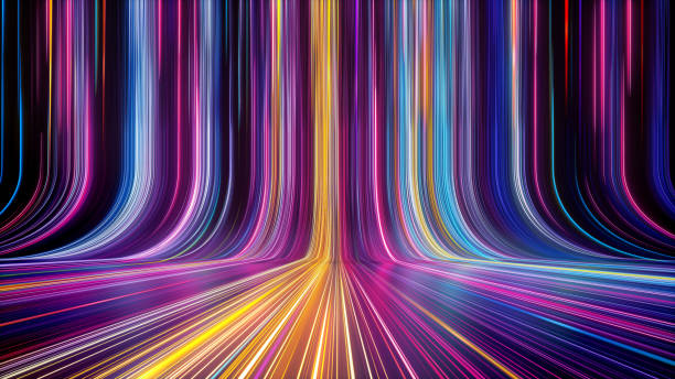 istock 3d render, abstract colorful background, bright neon rays and glowing lines. Pink yellow blue creative wallpaper 1321519903
