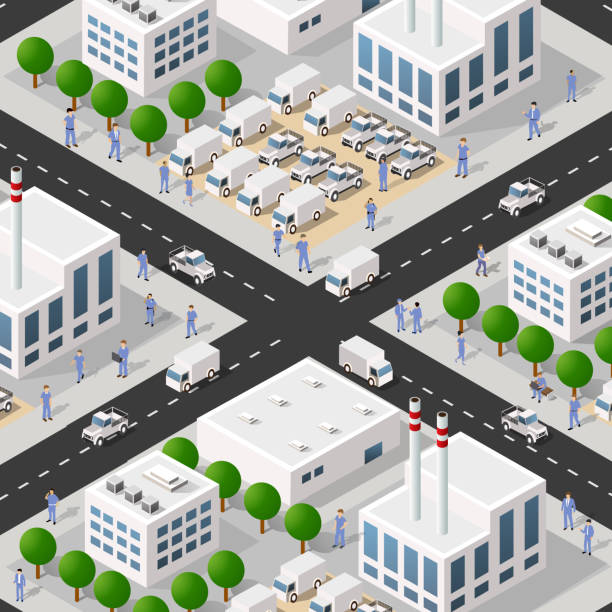 istock Isometric 3D illustration of the Industrial district city 1321519956