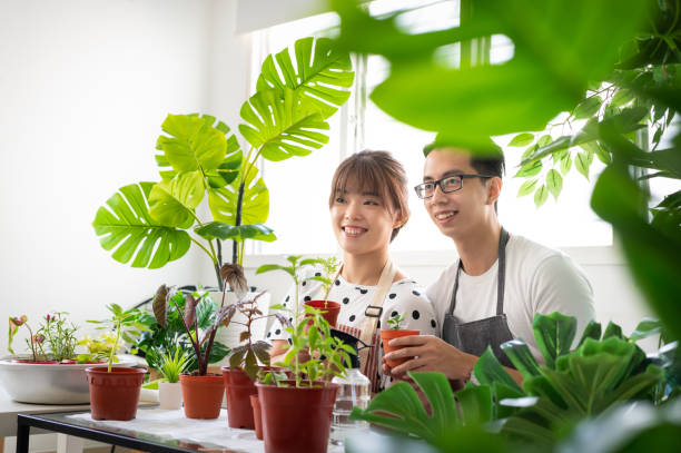 istock Happy young Asian florists 1321523084
