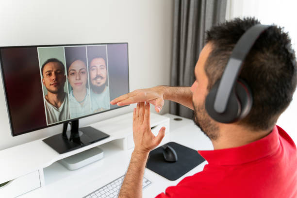 istock Man having business meeting with colleague asks for a break 1321529882