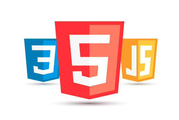 HTML5 CSS3 JS icon set. Web development HTML5 CSS3 JS icon set. Web development icon set of html, css and javascript, programming symbol. cascading style sheets stock illustrations