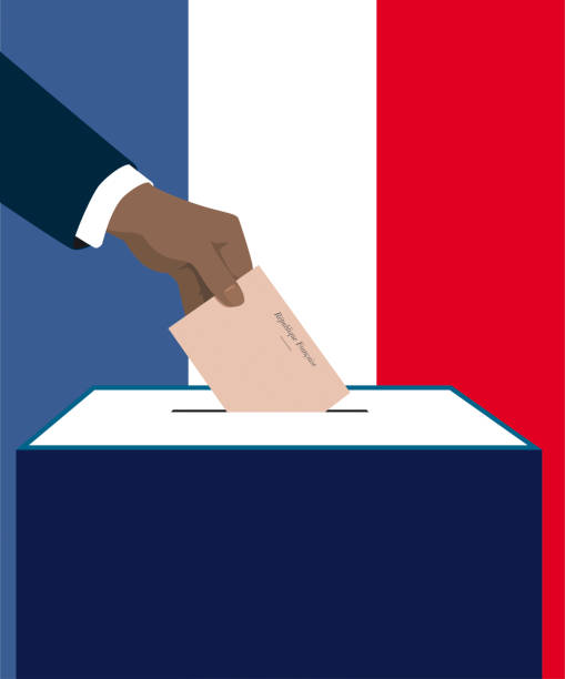 vote black hand that puts a ballot in a ballot box for an election mayotte stock illustrations