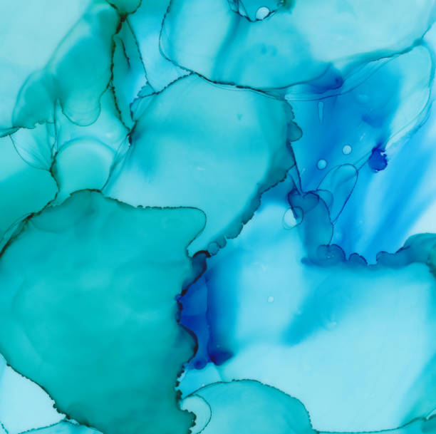 istock Abstract colorful background, green and blue alcohol ink 1321542804
