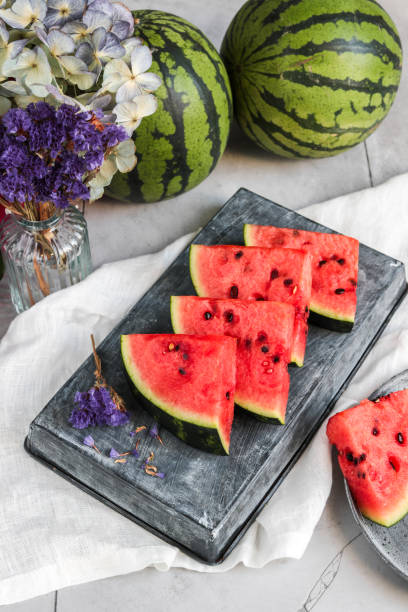Fresh Watermelon fruit slices with seeds