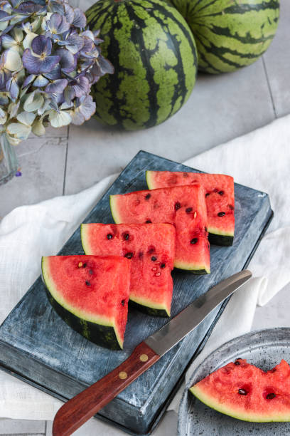 istock Fresh Watermelon fruit slices with seeds 1321544057