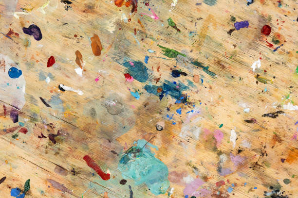 istock Abstract Art Paint Strokes On Wood Background 1321546574