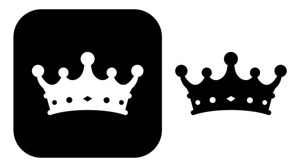 illustrations, cliparts, dessins animés et icônes de icône couronne noir et blanc - reine monarque